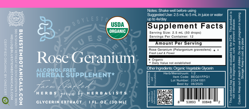 Geranium Extract Powder Glycerin Extract, Rose Geranium, ORG – Bluestem Botanicals