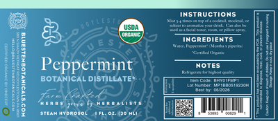 Peppermint Hydrosol, Certified Organic
