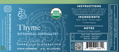 Hydrosol, Thyme, ORG - Bluestem Botanicals