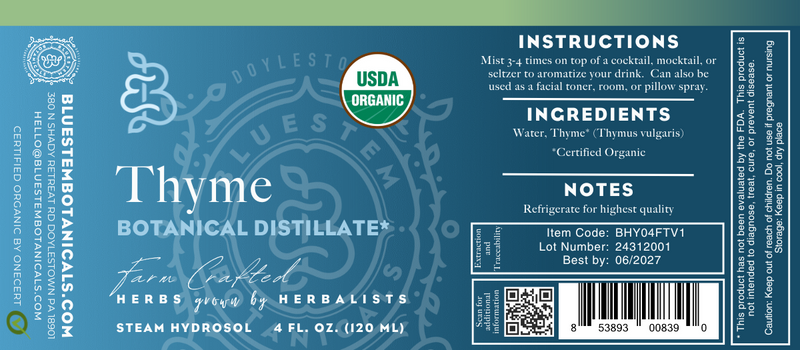 Hydrosol, Thyme, ORG - Bluestem Botanicals