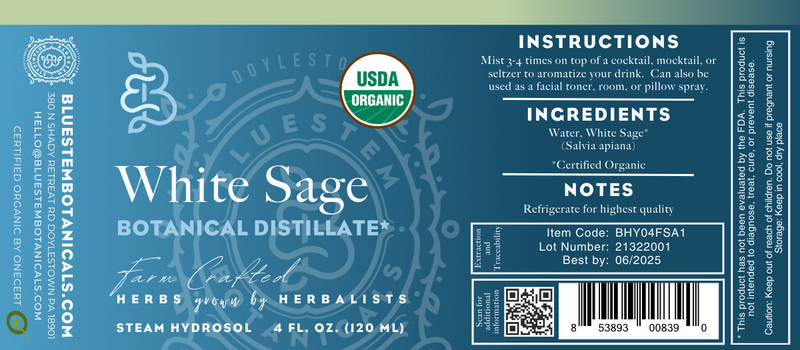 White sage Hydrosol, Certified Organic