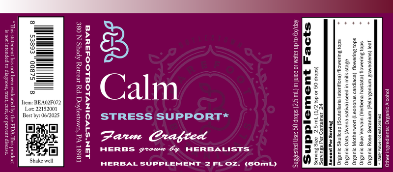 Calm, Stress Support, Certified Organic